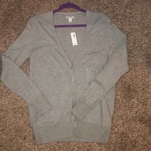 Gray V-Neck Cardigan